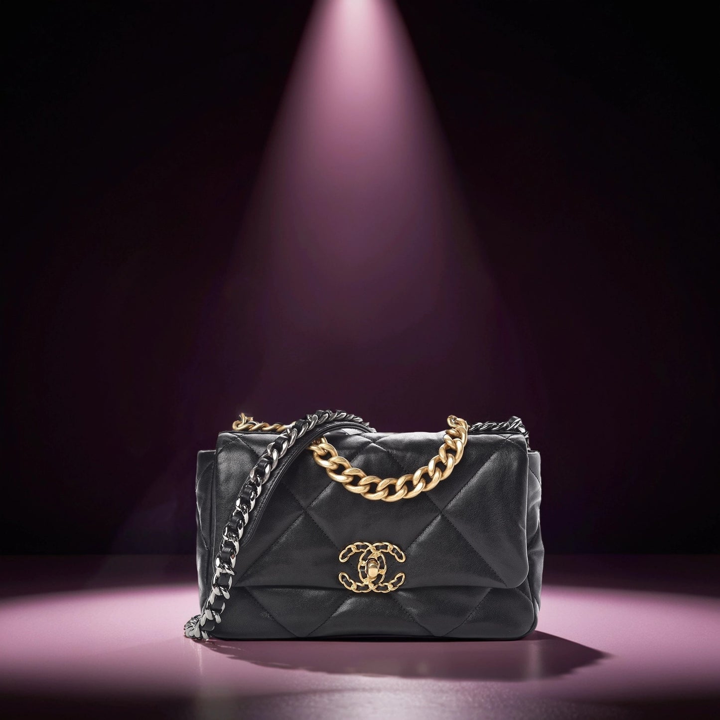 Lambskin Quilted Medium Chanel 19 Flap Black