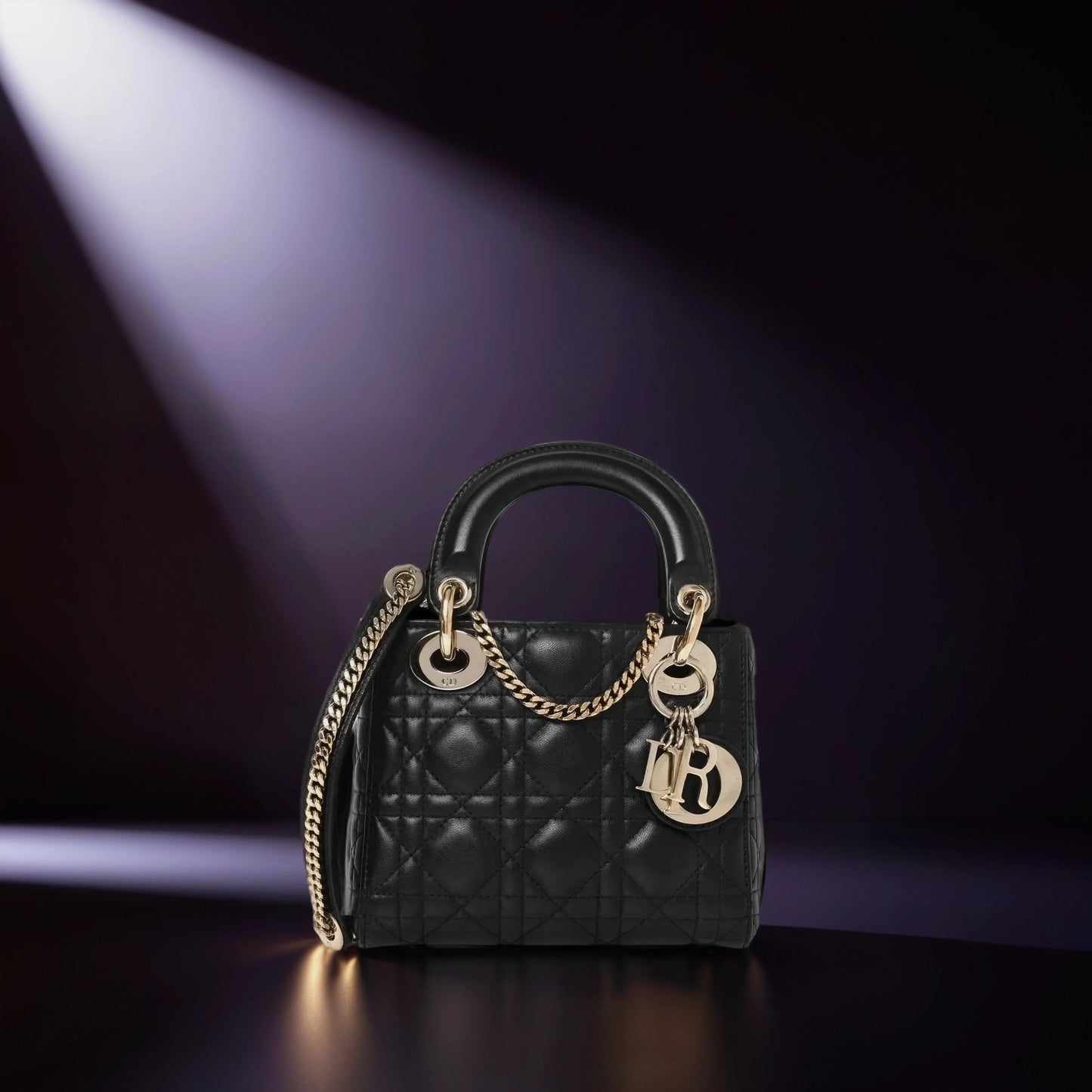 Lambskin Cannage Mini Lady Dior Black