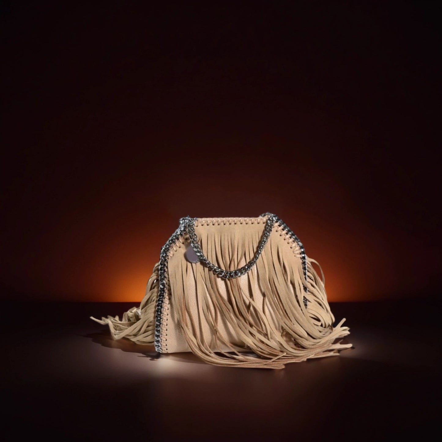 Shaggy Deer Fringe Tiny Falabella Fold Over Tote Gold