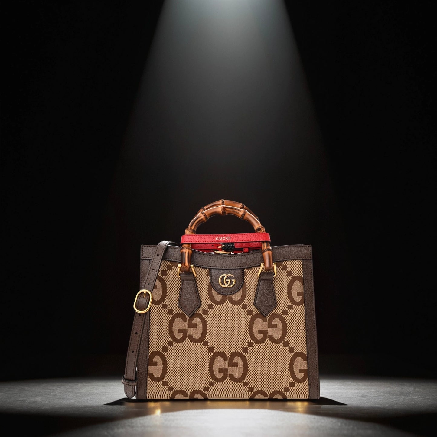 Monogram Jumbo GG Textured Dollar Calfskin Small Diana Tote Bag Camel Ebony New Acero Pomegranate Red