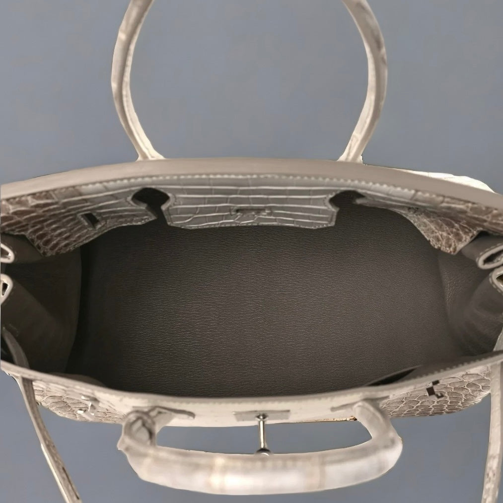 Matte Niloticus Crocodile Himalaya Birkin 30 Blanc