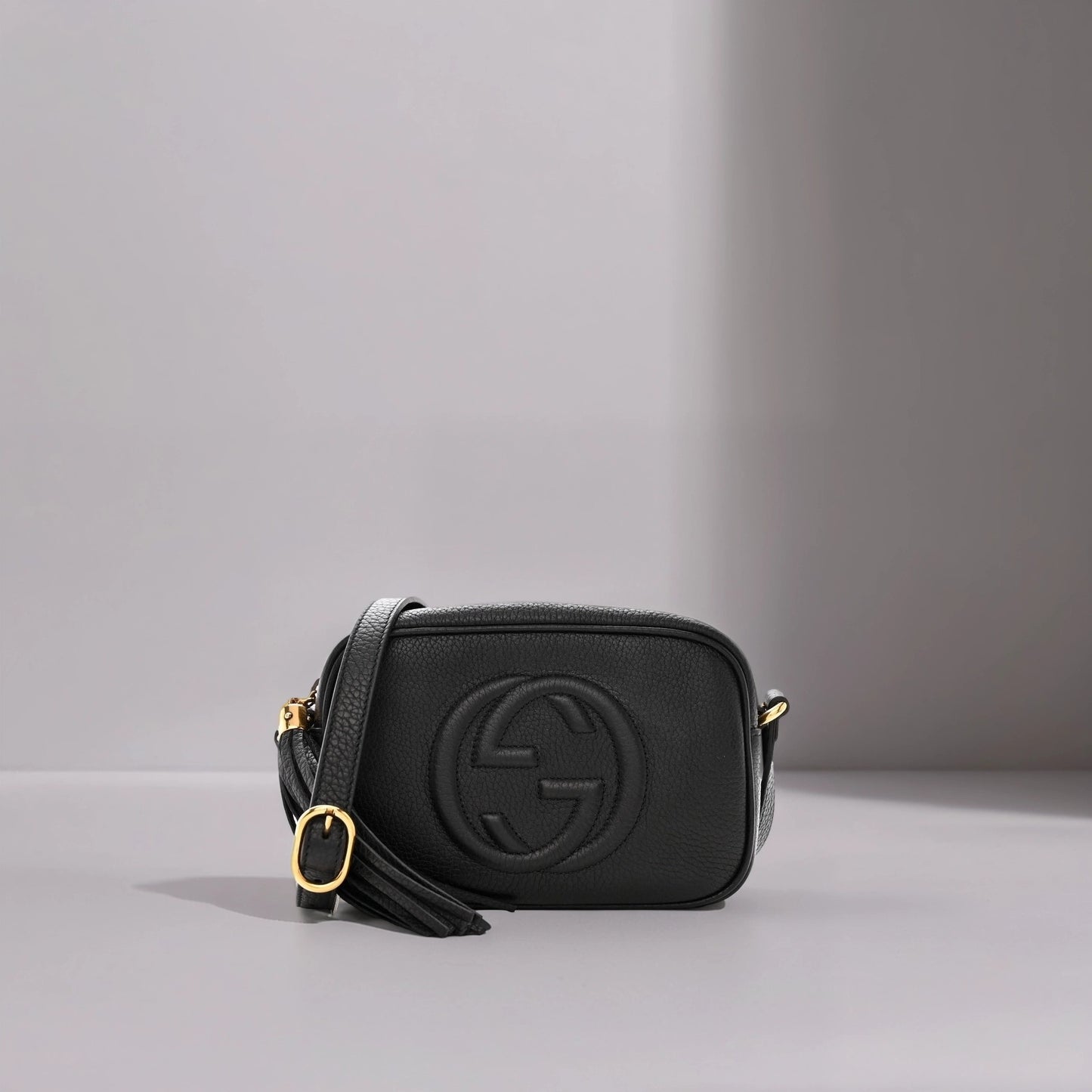 Pebbled Calfskin Mini Soho Disco Bag Black