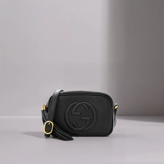 Pebbled Calfskin Mini Soho Disco Bag Black