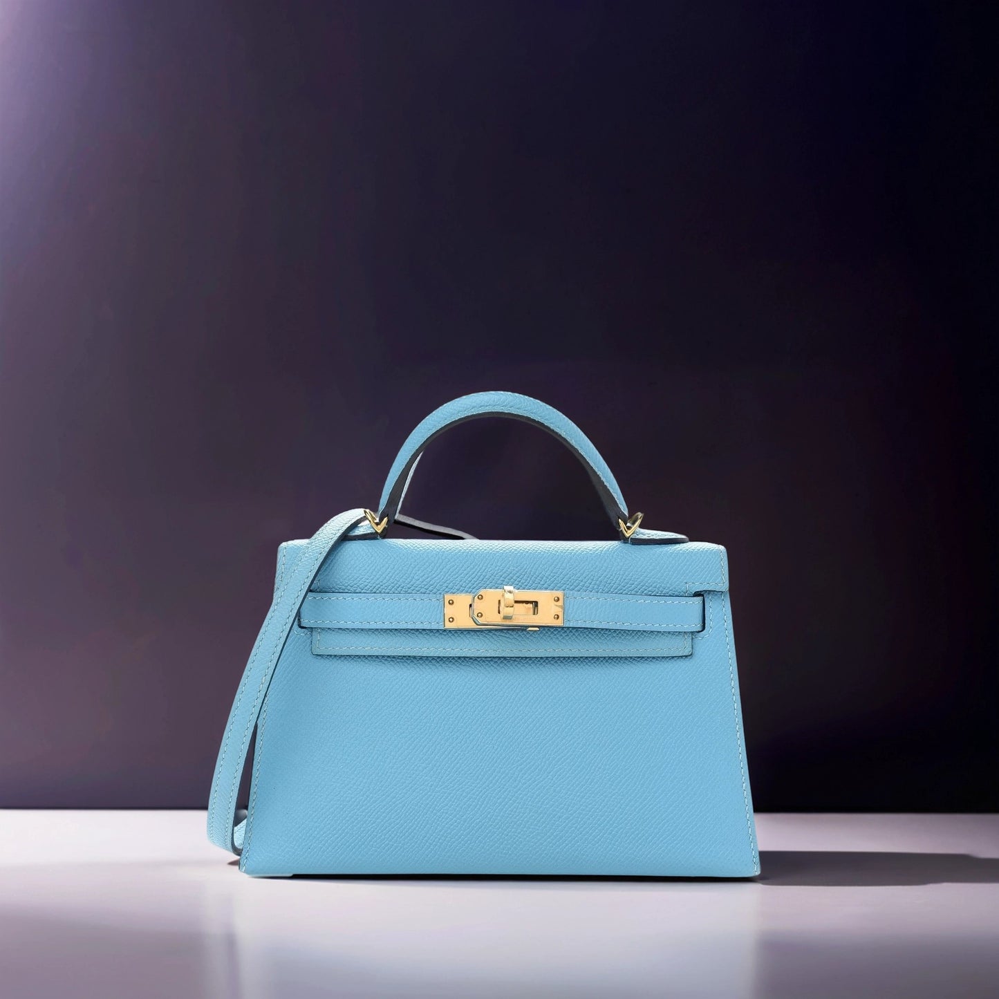 Epsom Mini Kelly Sellier 20 Bleu Du Nord