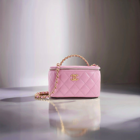 Caviar Quilted Pick Me Up Vanity Case Pink