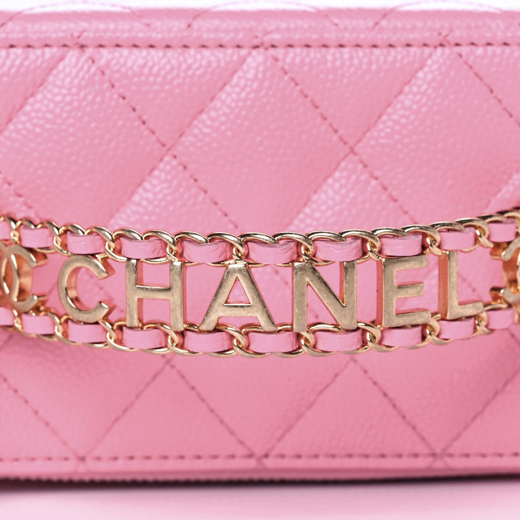 Caviar Quilted Pick Me Up Vanity Case Pink