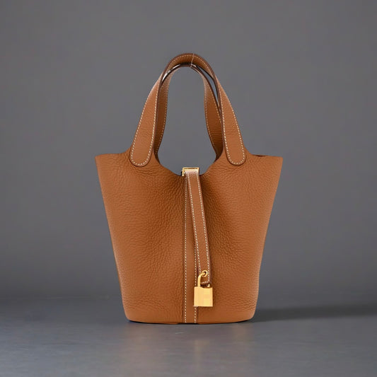 Taurillon Clemence Picotin Lock 18 PM Gold