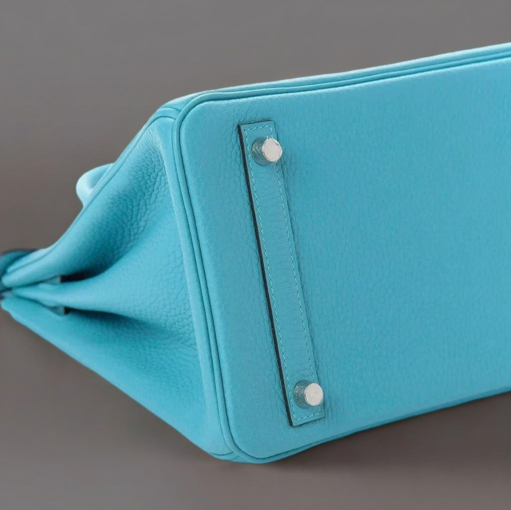 Taurillon Clemence Birkin 30 Bleu Saint Cyr