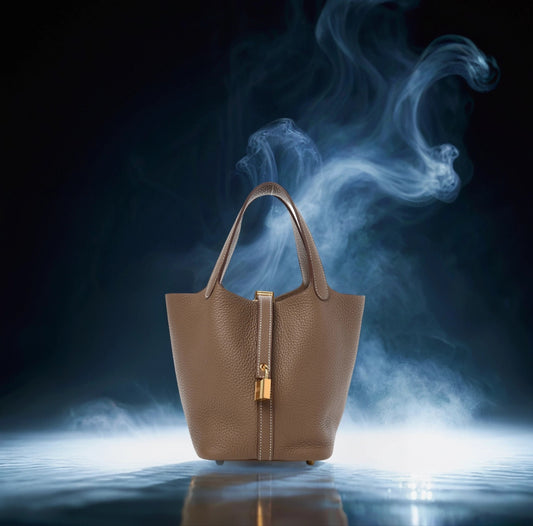 Taurillon Clemence Picotin Lock 18 PM Etoupe