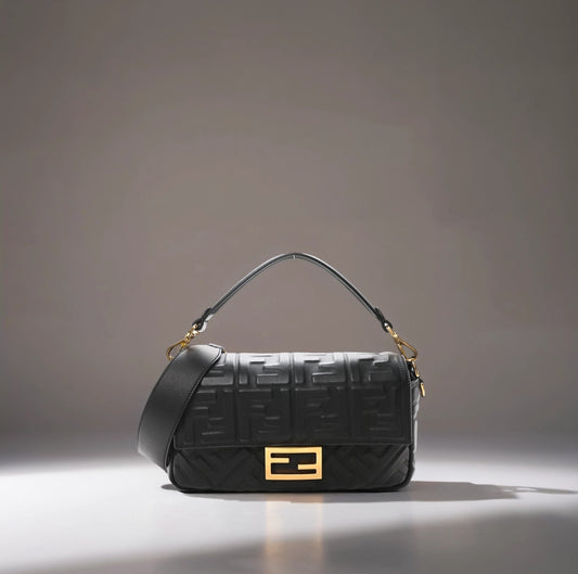 Nappa FF 1974 Embossed Baguette Black