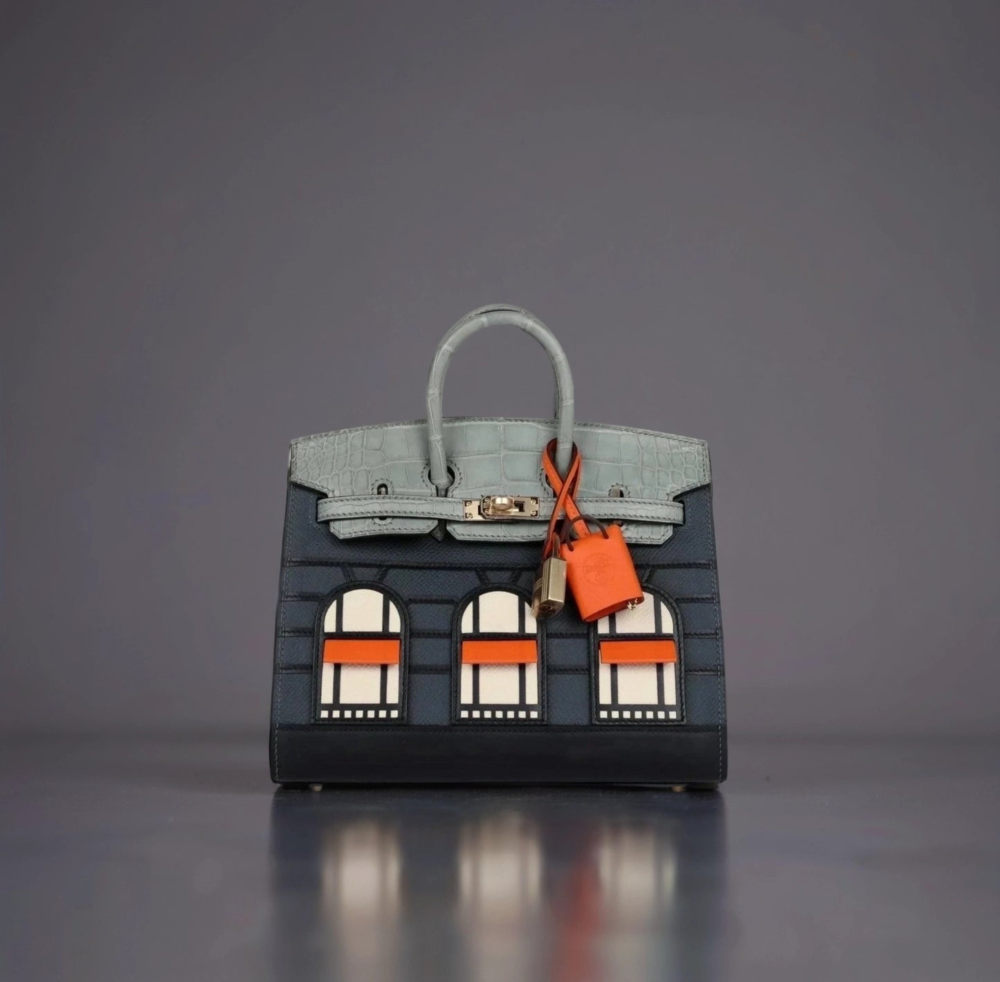 "Rainy Days" Sac Faubourg Birkin 20 Gris Misty Matte Alligator Permabrass Hardware