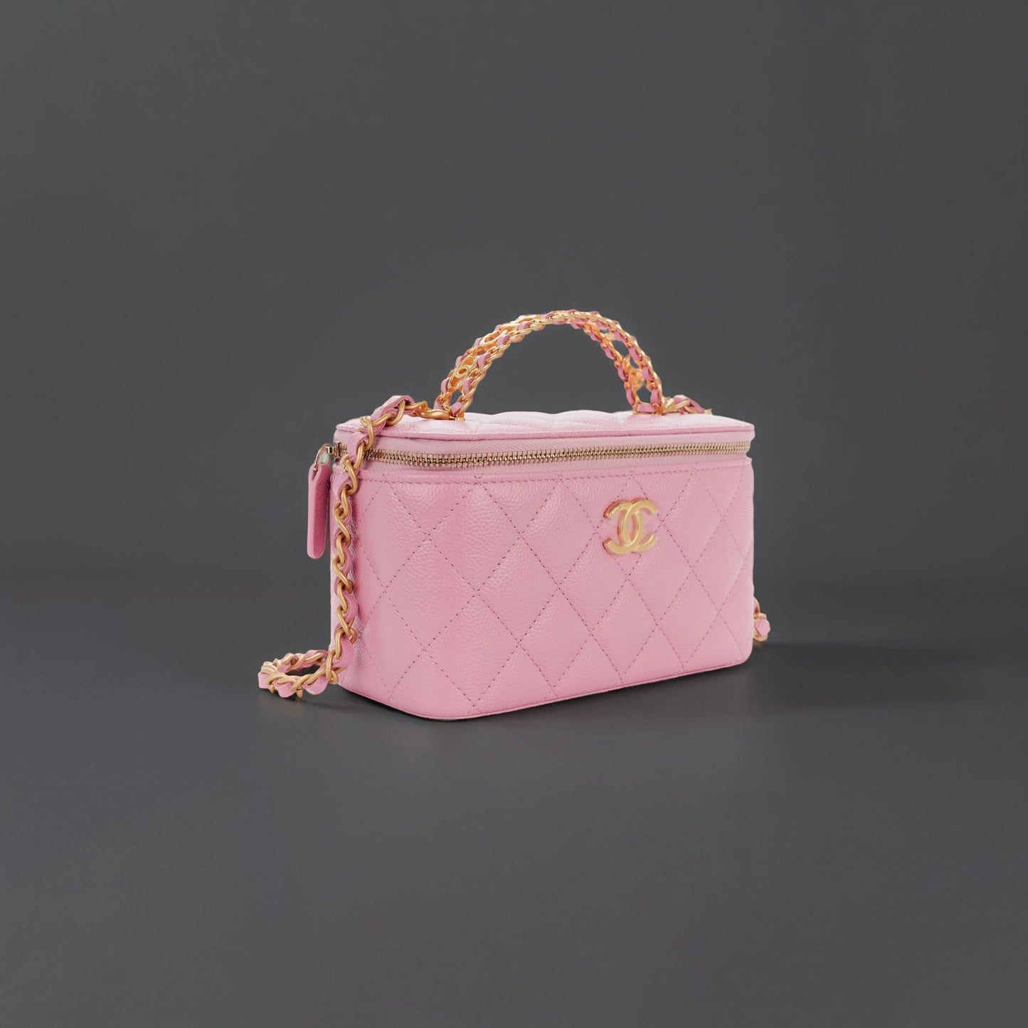 Caviar Quilted Pick Me Up Vanity Case Pink