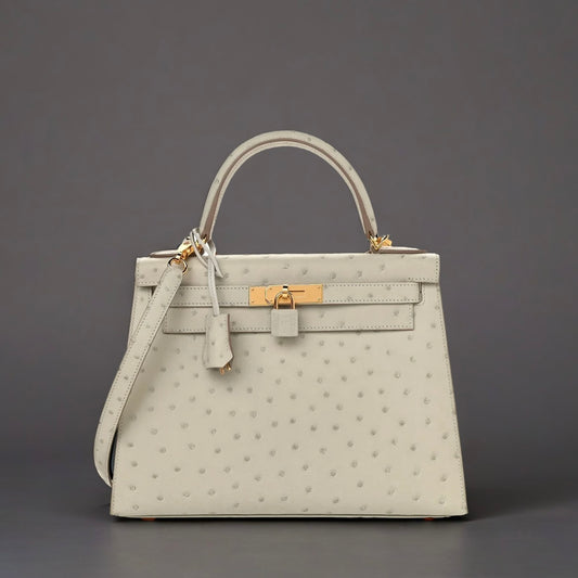 Ostrich Kelly Sellier 28 Gris Perle