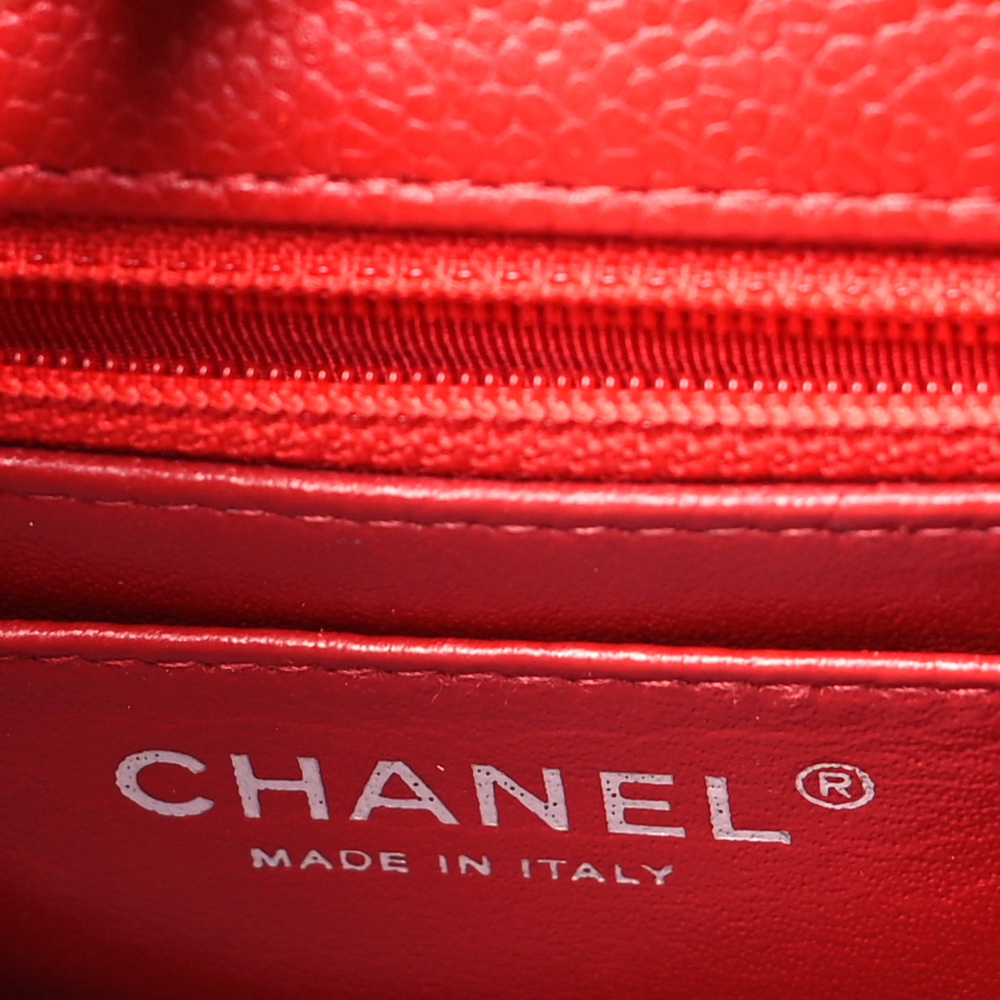 Caviar Quilted Mini Square Flap Red