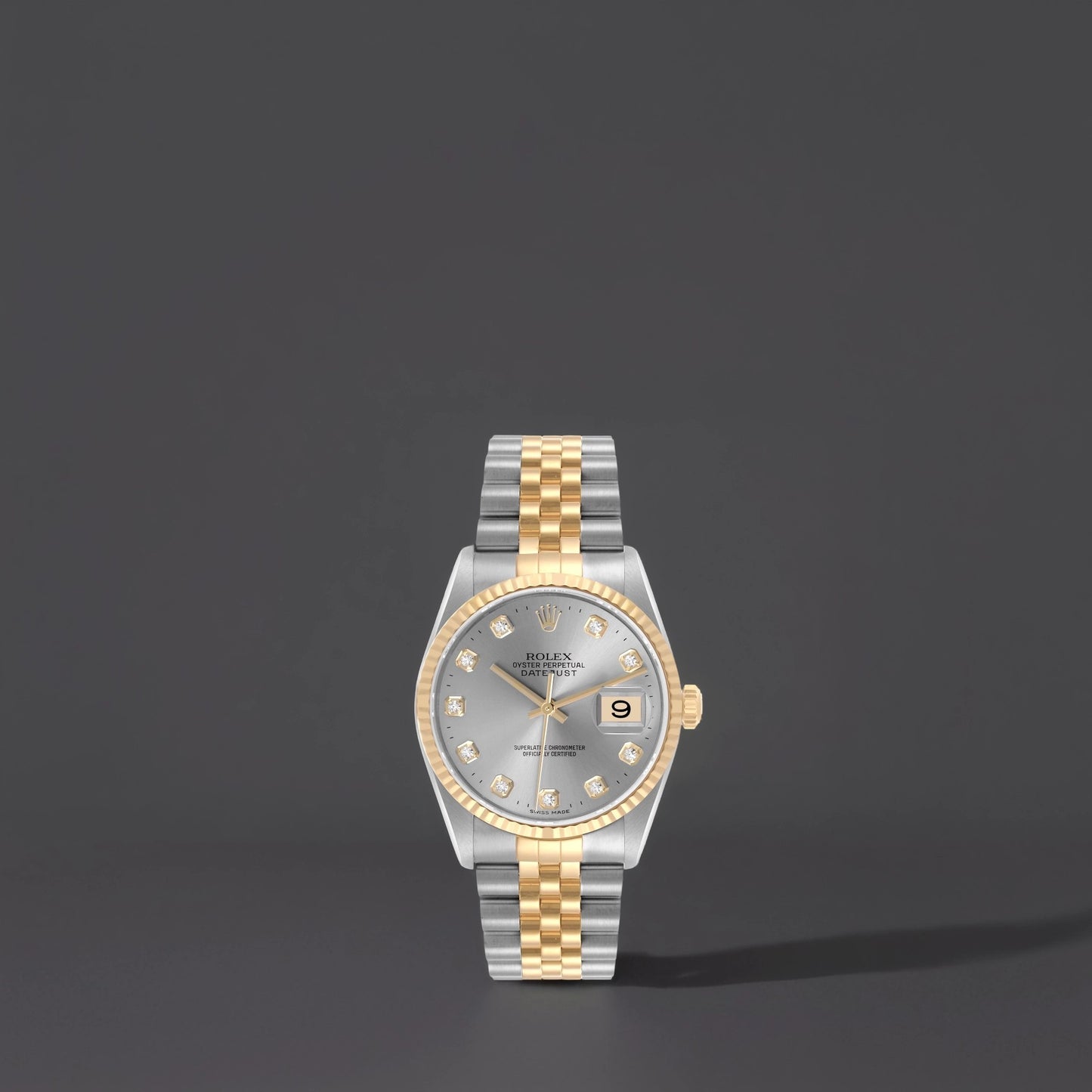 Rolex Datejust 36mm Steel Yellow Gold Slate Diamond Dial Watch