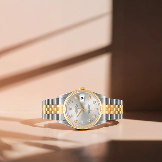 Rolex Datejust 36mm Steel Yellow Gold Slate Diamond Dial Watch