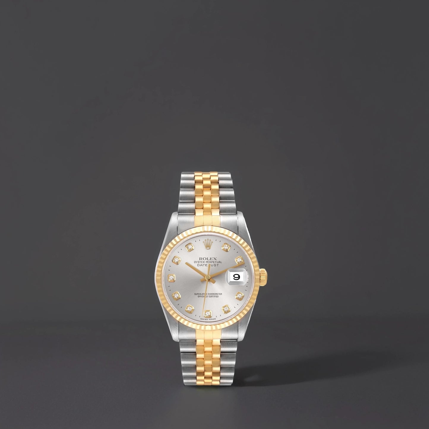 Rolex Datejust 36mm Steel Yellow Gold Slate Diamond Dial Watch