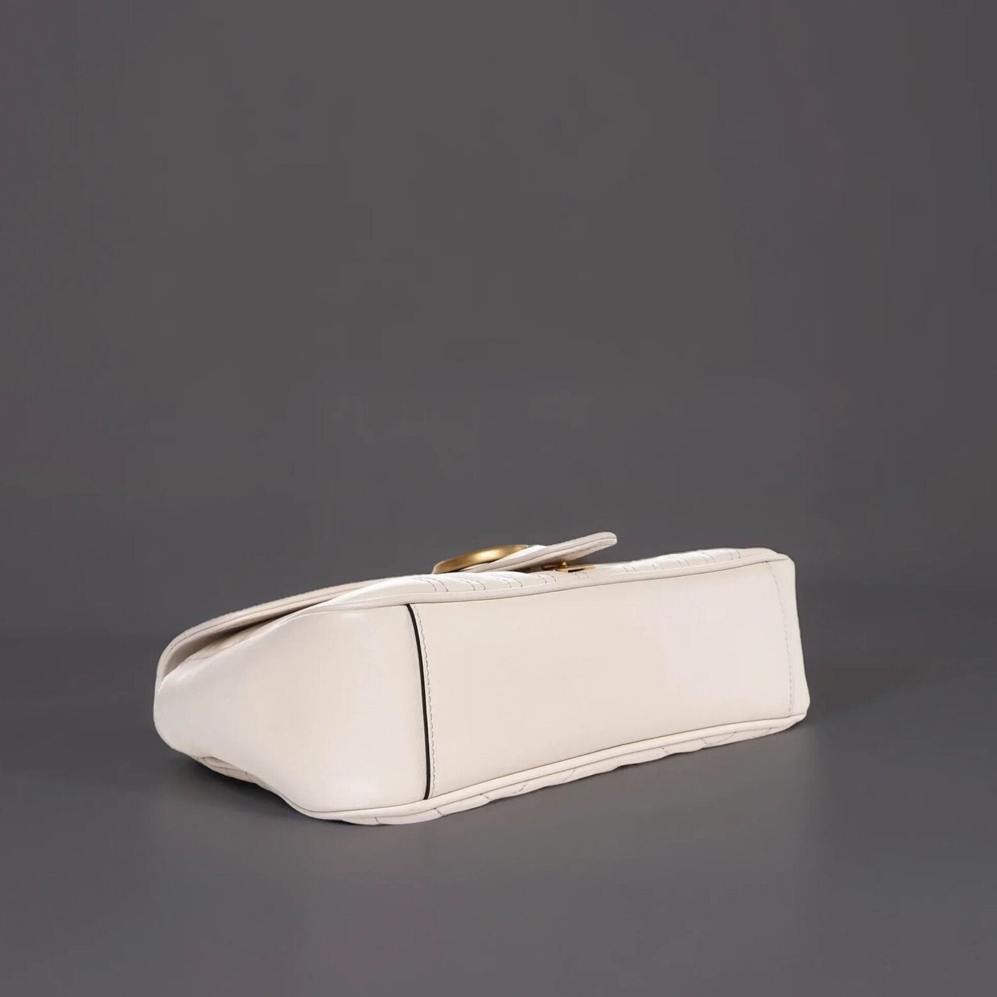 Calfskin Matelasse Small GG Marmont Shoulder Bag White