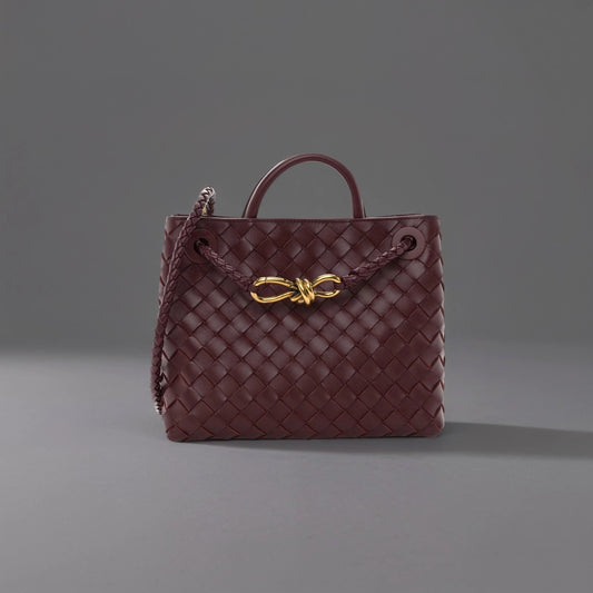 Nappa Intrecciato Small Andiamo Shoulder Bag Barolo