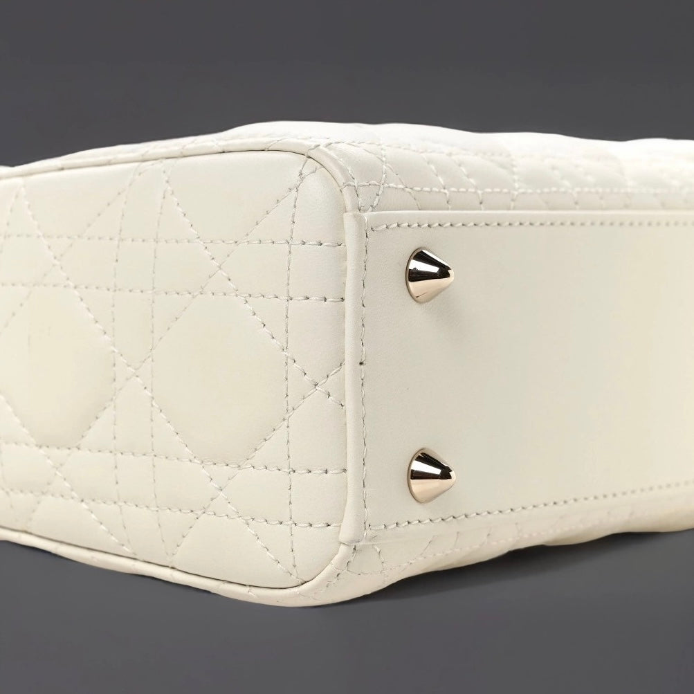 Lambskin Cannage Small My ABCDior Lady Dior White