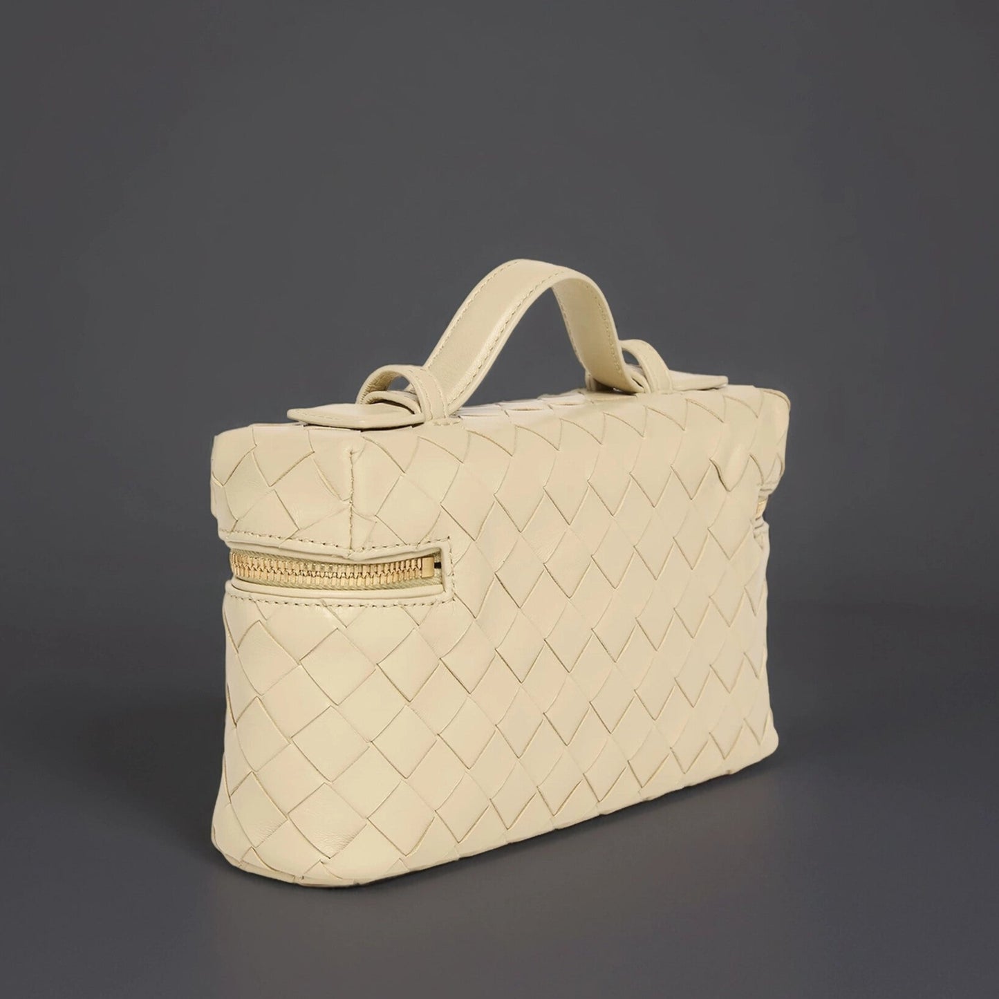 Calfskin Intrecciato Bang Bang Vanity Case Light Beige