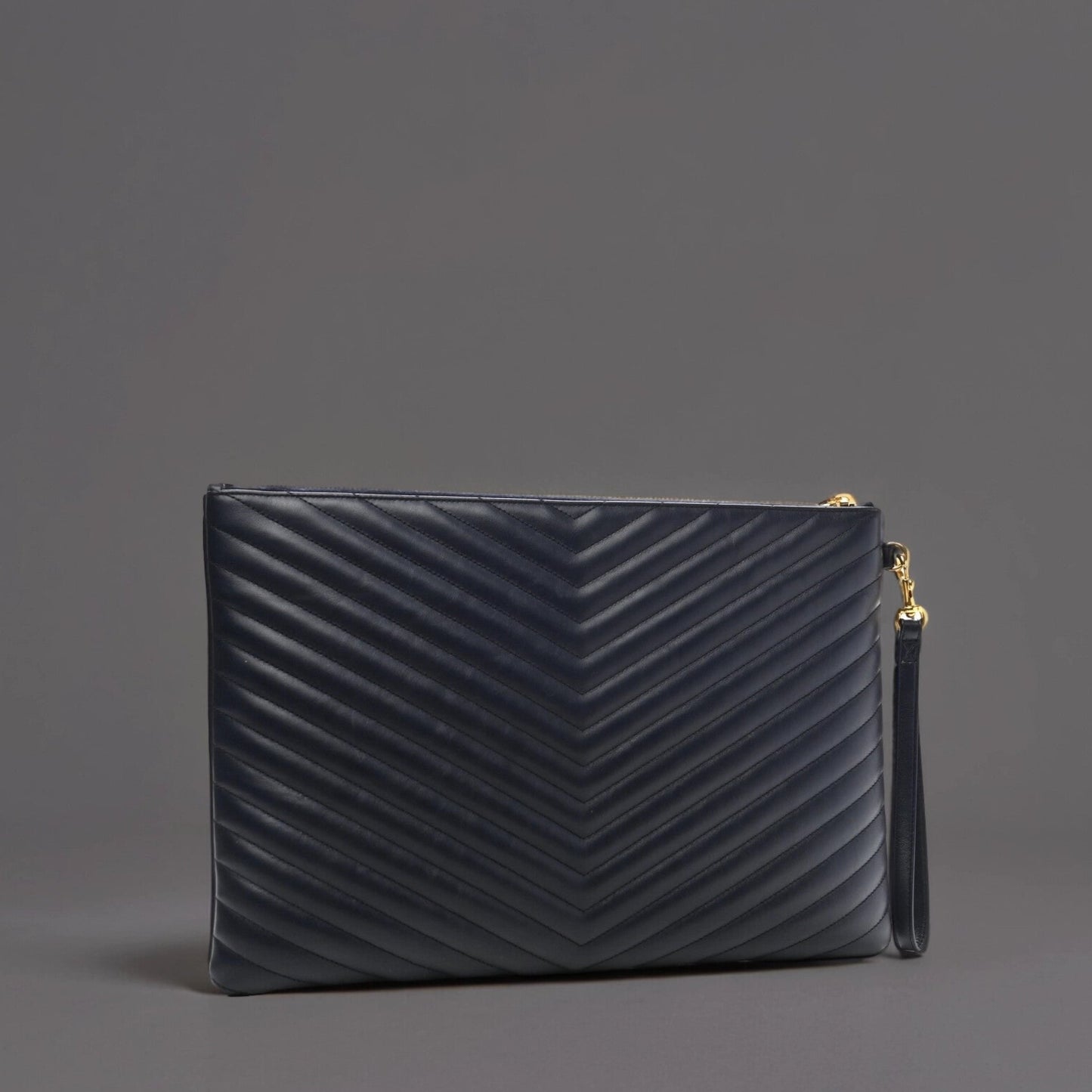 Calfskin Matelasse Chevron Monogram Document Holder Black