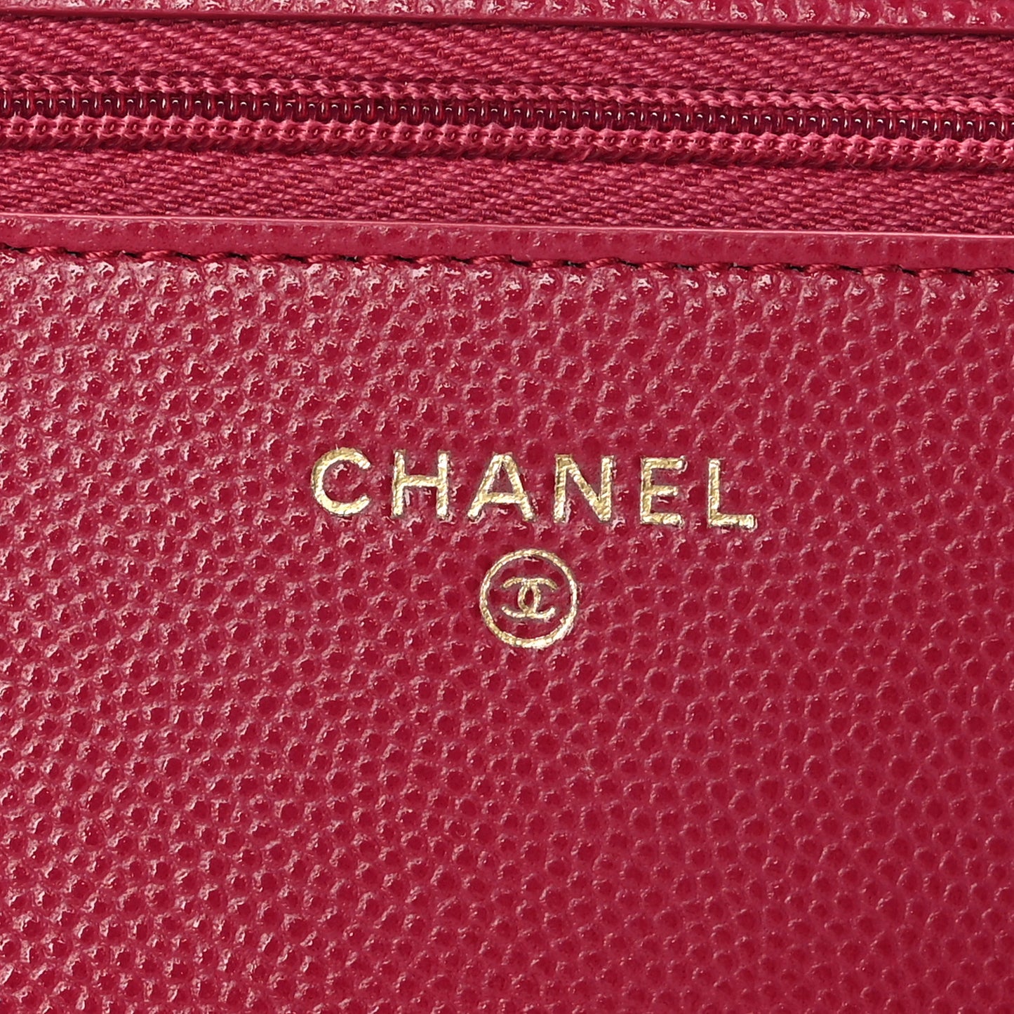 Iridescent Caviar Quilted Wallet on Chain WOC Pink