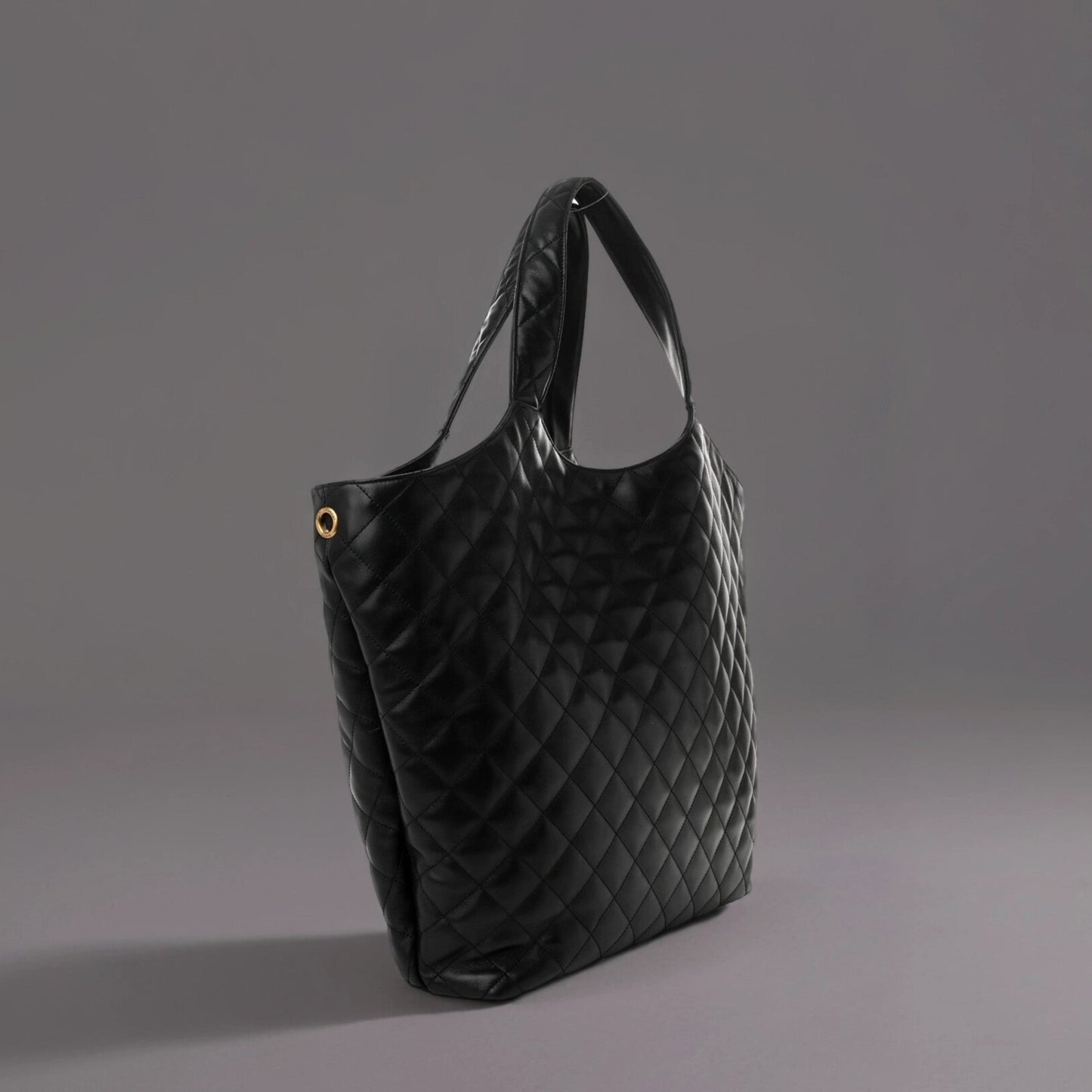 Lambskin Quilted Maxi Icare Shopping Tote Black