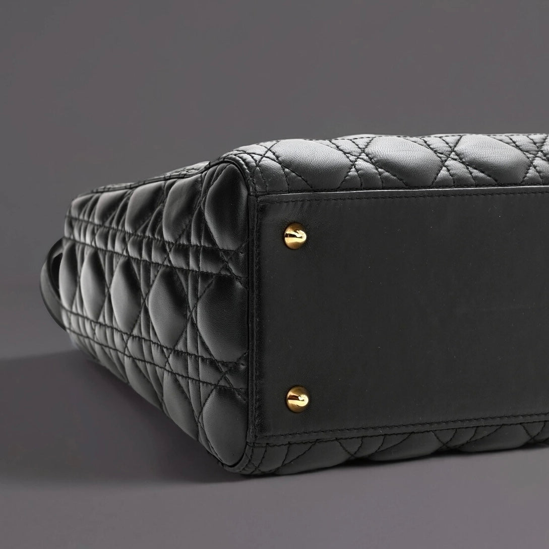 Lambskin Cannage Medium Lady Dior Black