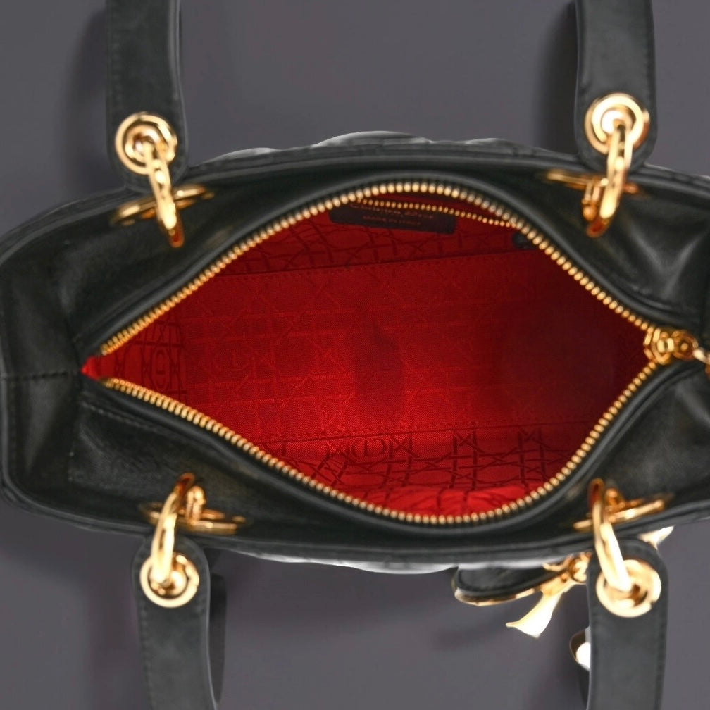 Lambskin Cannage Medium Lady Dior Black