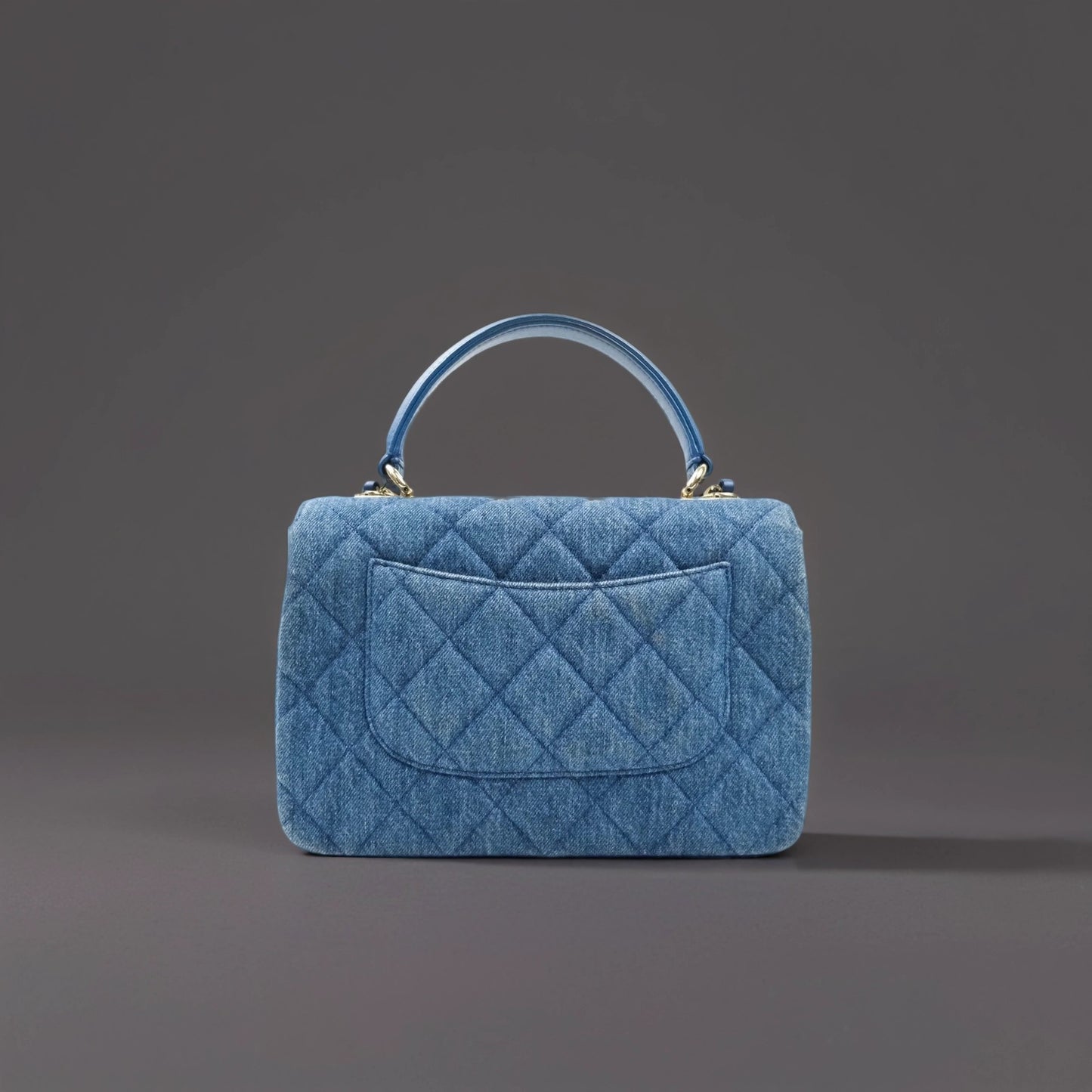 Denim Quilted Small Trendy CC Flap Dual Handle Bag Blue