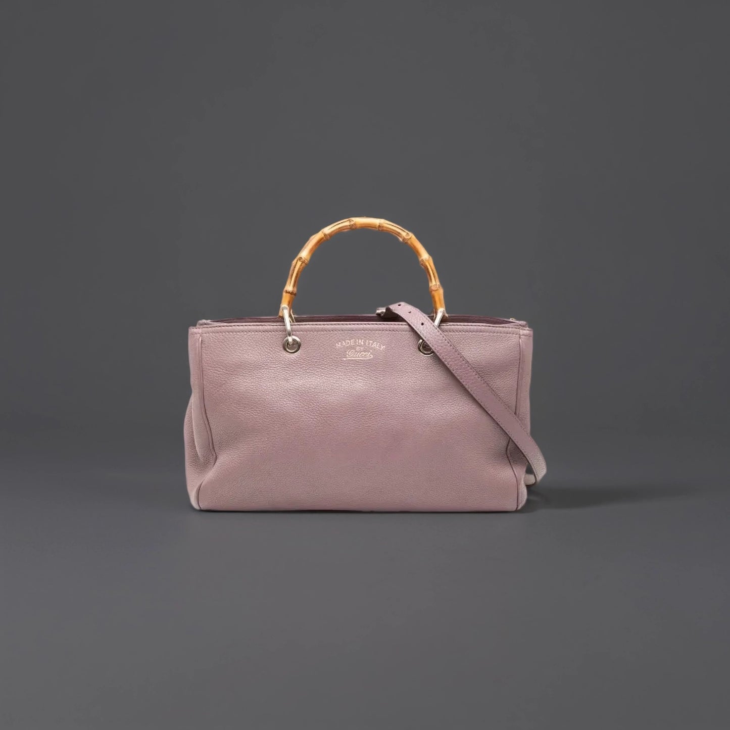 Pebbled Calfskin Medium Bamboo Shopper Tote Nude