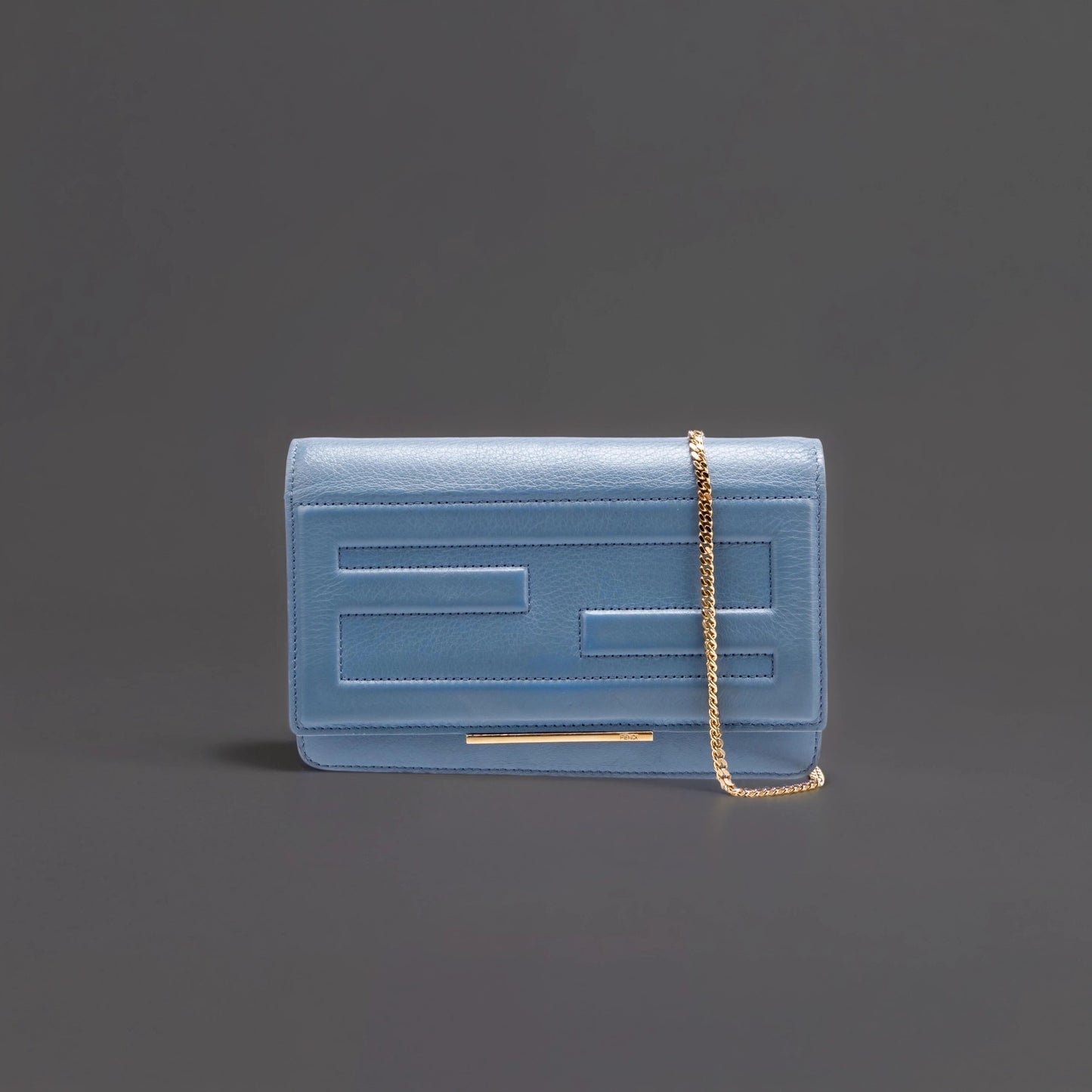 Vitello Flamingo Tube Wallet on Chain Light Blue