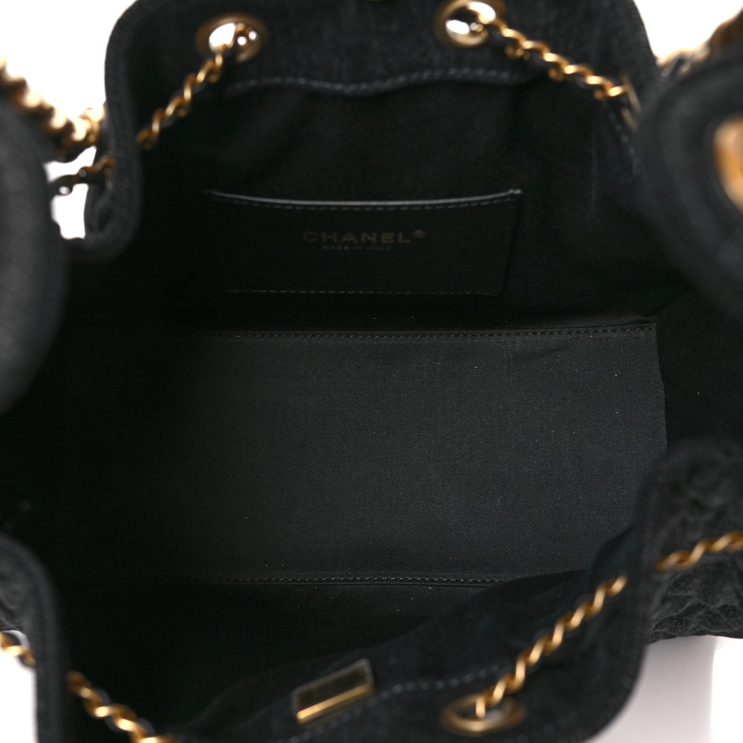 Washed Denim Quilted Small Chanel 25 Handbag Black