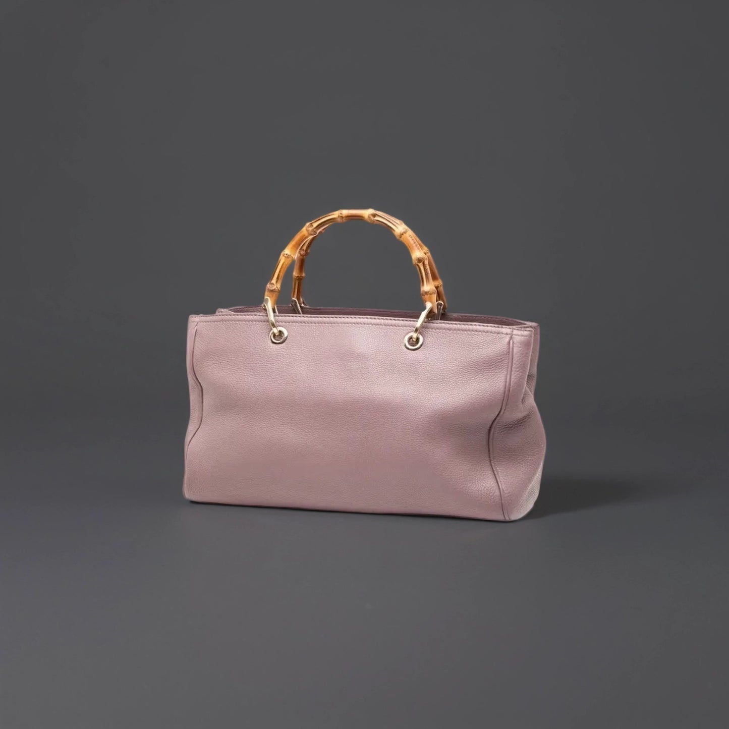 Pebbled Calfskin Medium Bamboo Shopper Tote Nude