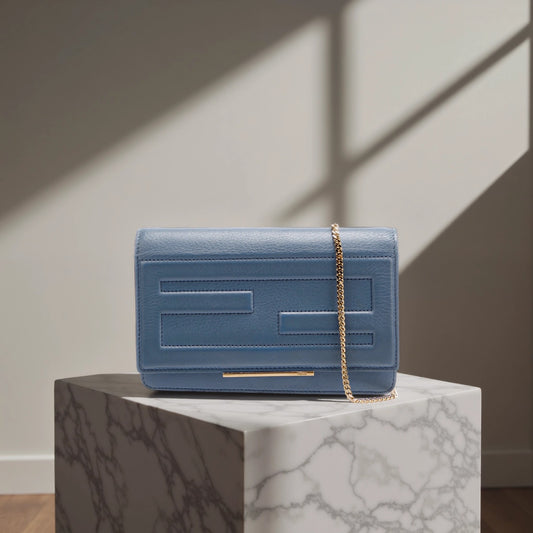 Vitello Flamingo Tube Wallet on Chain Light Blue