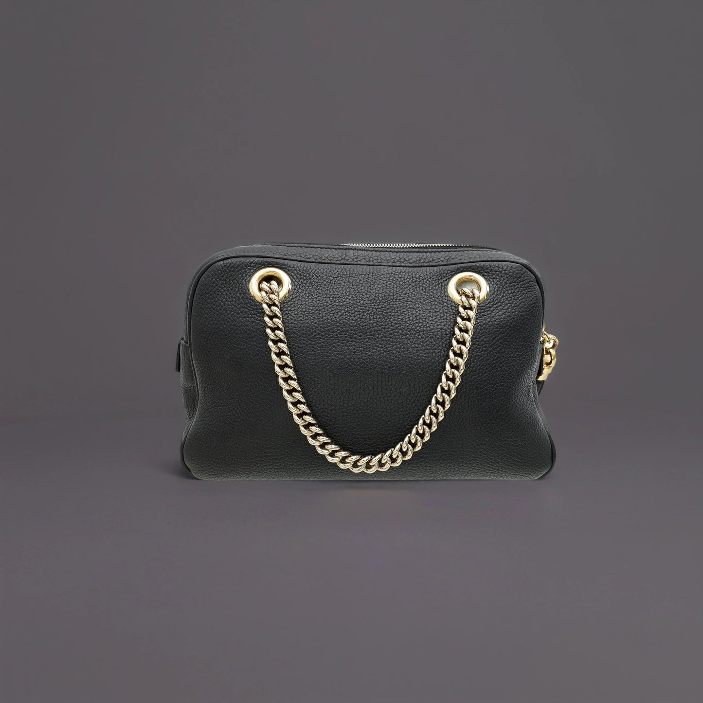 Pebbled Calfskin Soho Chain Shoulder Bag Black