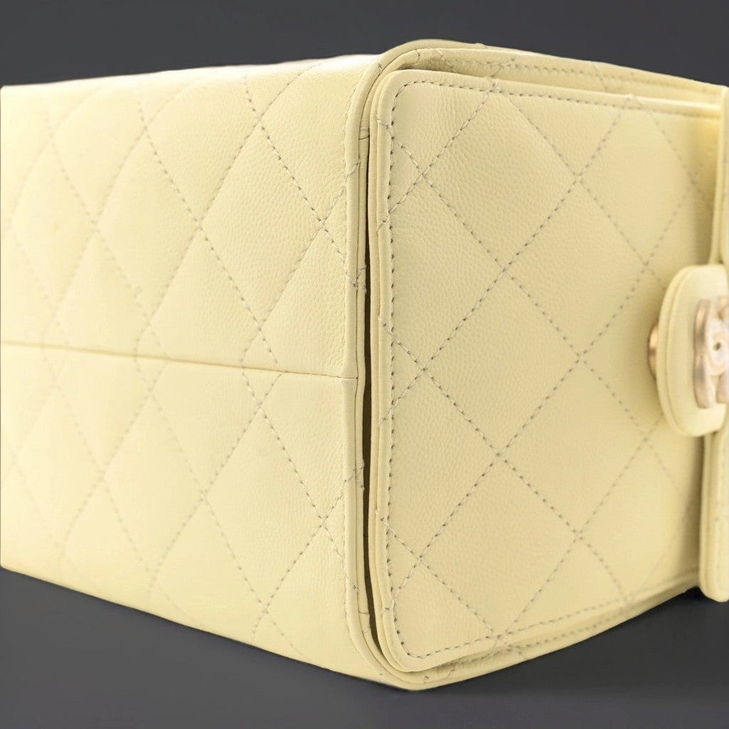 Caviar Quilted Medium Chanel 25 Handbag Light Yellow