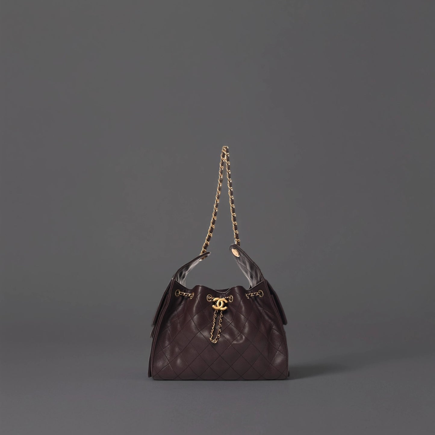 Caviar Quilted Small Chanel 25 Handbag Dark Brown