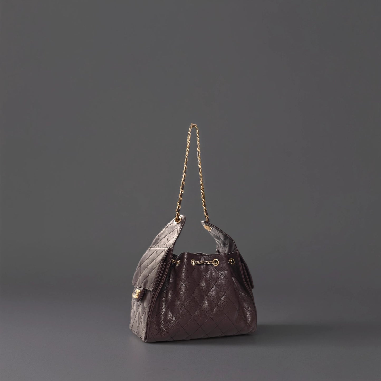 Caviar Quilted Small Chanel 25 Handbag Dark Brown