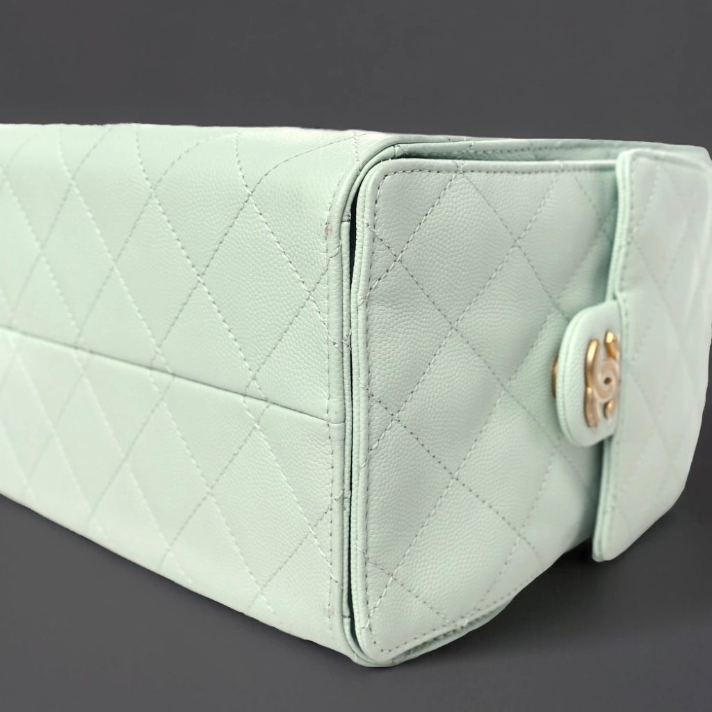 Caviar Quilted Small Chanel 25 Handbag Light Green
