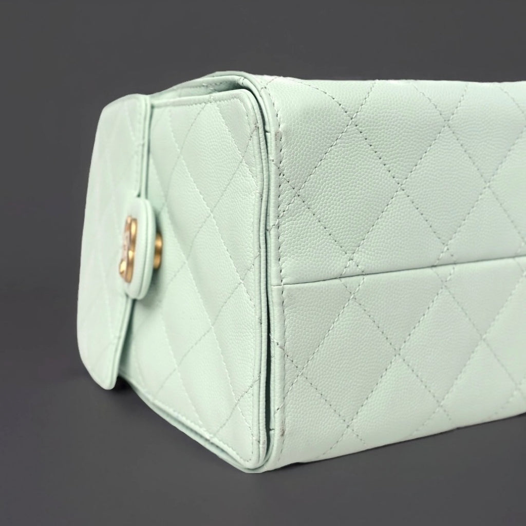 Caviar Quilted Small Chanel 25 Handbag Light Green