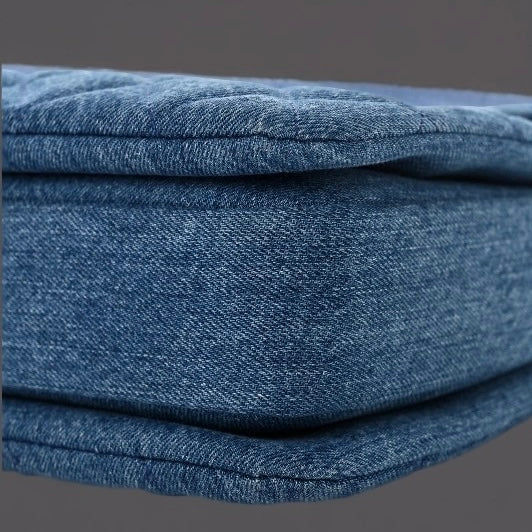 Denim Quilted Small Trendy CC Flap Dual Handle Bag Blue