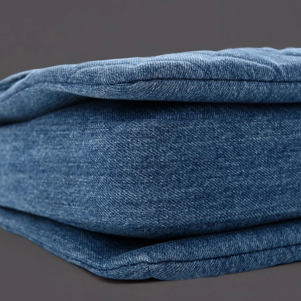 Denim Quilted Small Trendy CC Flap Dual Handle Bag Blue