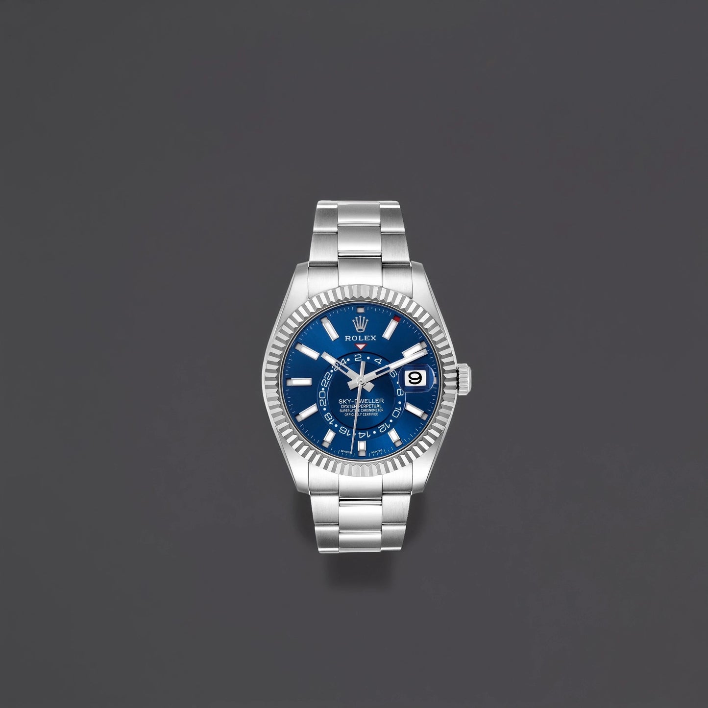 Rolex Sky-Dweller Blue Dial Steel White Gold Mens Watch
