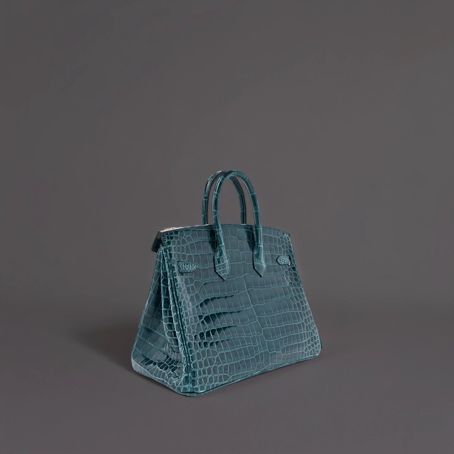 Shiny Porosus Crocodile Birkin 25 Vert Bosphore