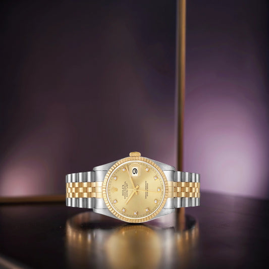 Rolex Datejust 36mm Champagne Diamond Dial Steel Yellow Gold