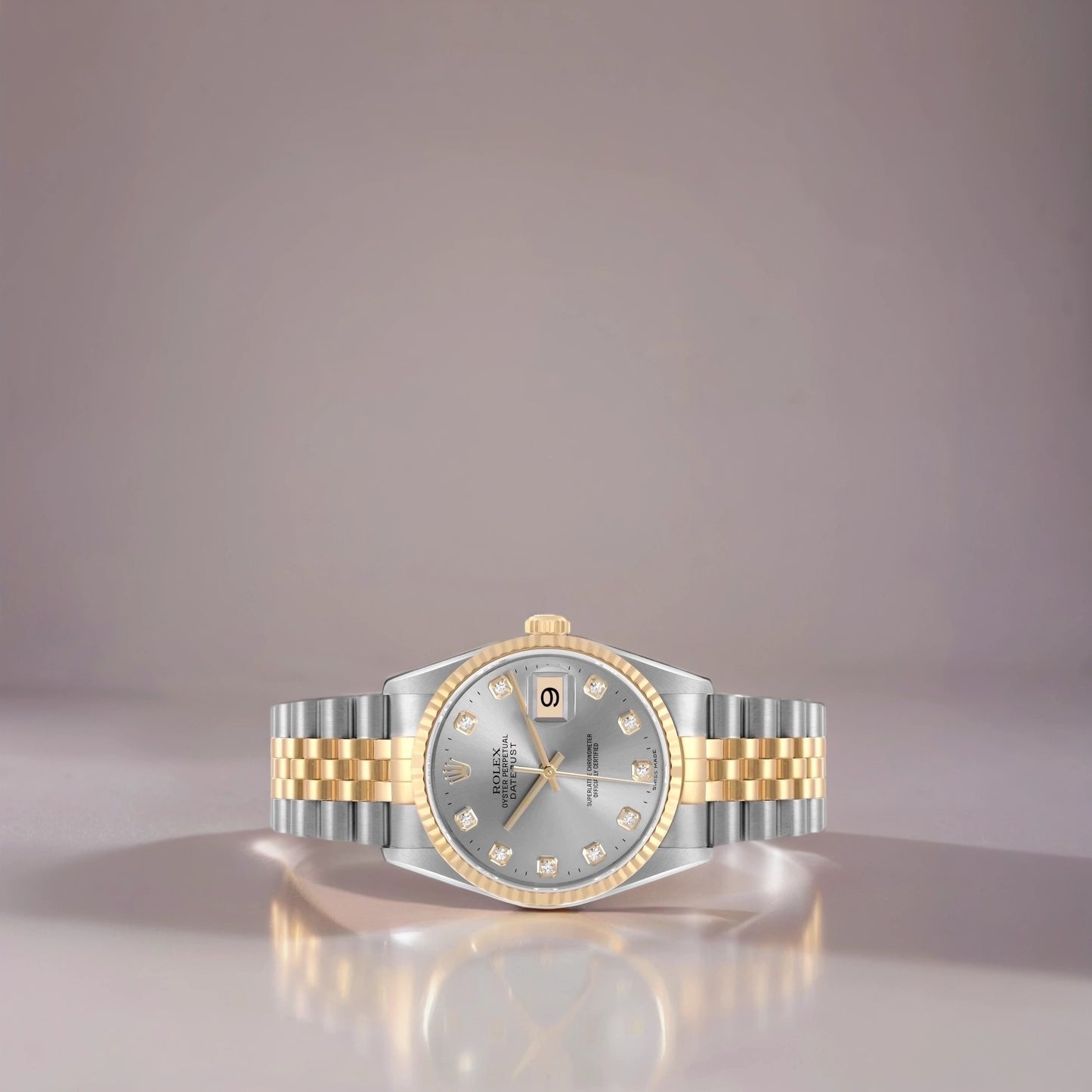 Rolex Datejust 36mm Steel Yellow Gold Slate Diamond Dial Watch