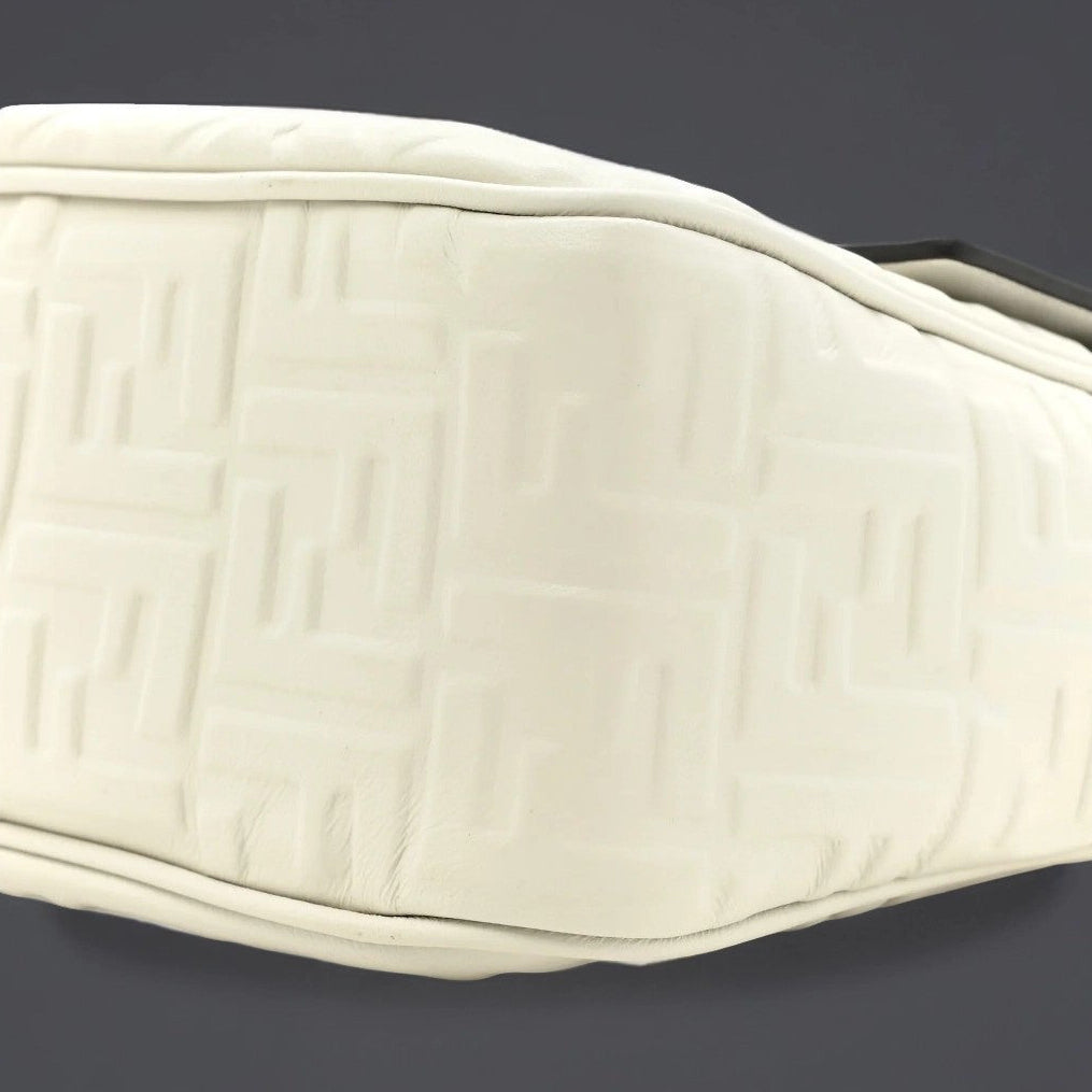 Nappa Small FF Embossed Large Chain Baguette White