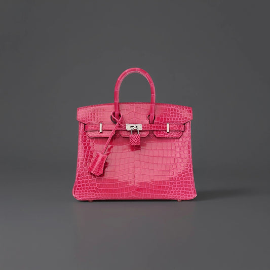 Shiny Porosus Crocodile Birkin 25 Rose Mexico